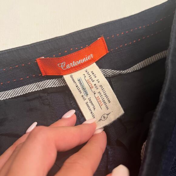 Anthropologie Cartonnier Navy Blue Charlie High Rise Straight Leg Pants Size 6 - Picture 12 of 13